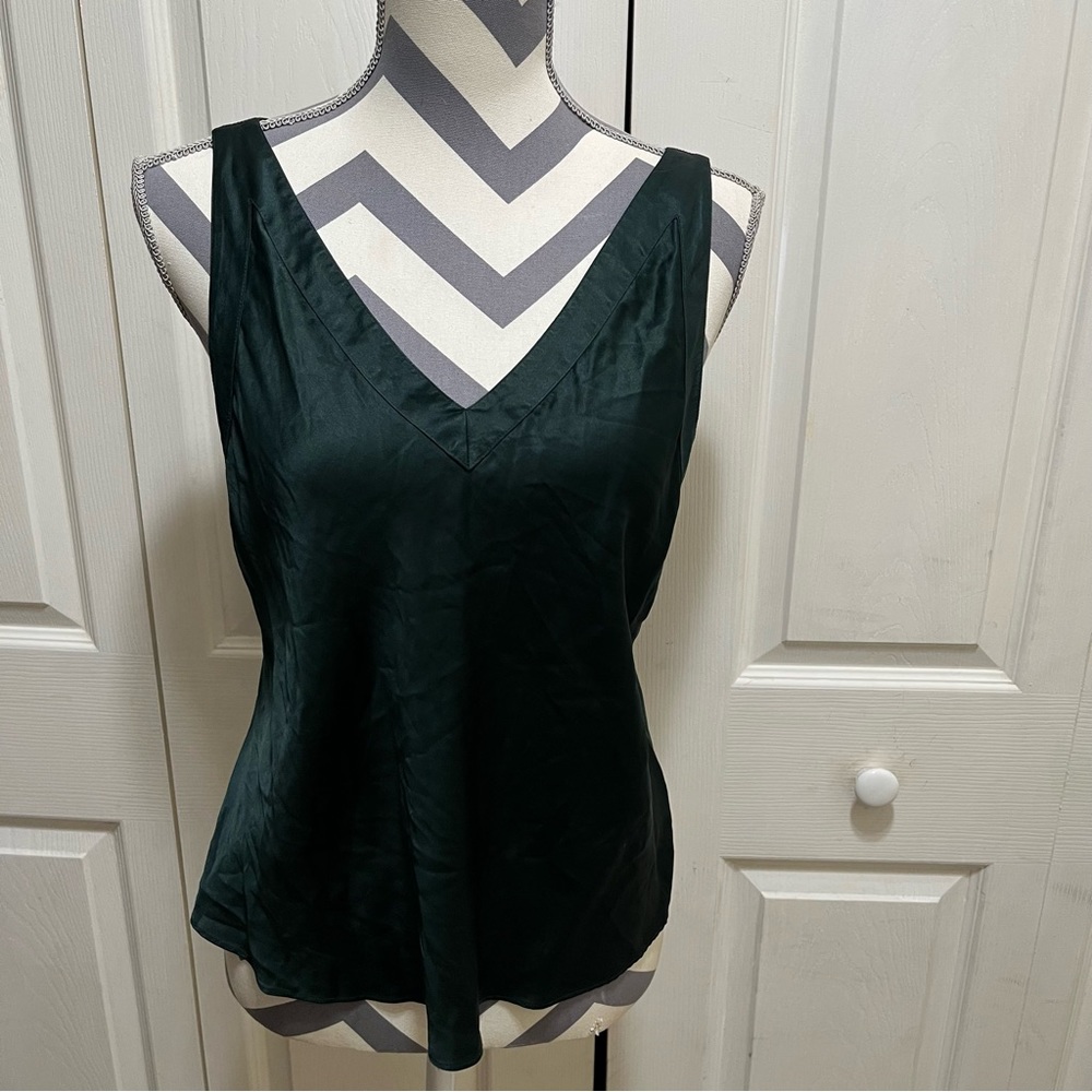 Vintage Victoria Secret Gold Label Forest Green Satin Chemise